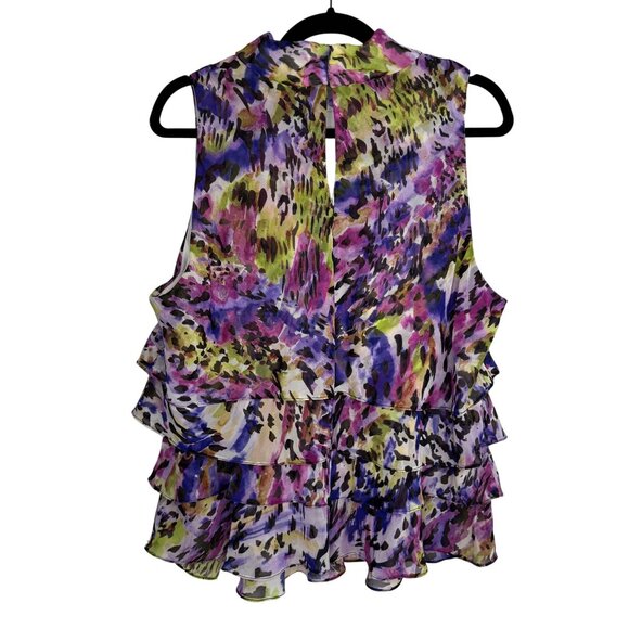 Vintage Alex Evenings Women's 2X Sleeveless Ruffled‎ Layered Abstract Floral Top - Picture 7 of 7